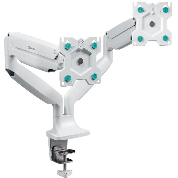 Desk Mount for Two Monitors 13"-32" max 9 kg, Tilt-Swivel, with Rotation, White G200