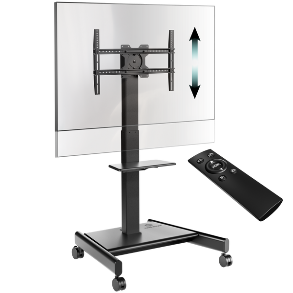 ONKRON motorized mobile stand for 43"-75" TVs or interactive displays, with screen rotation up to 90°, max.70 kg, black, TS1552E