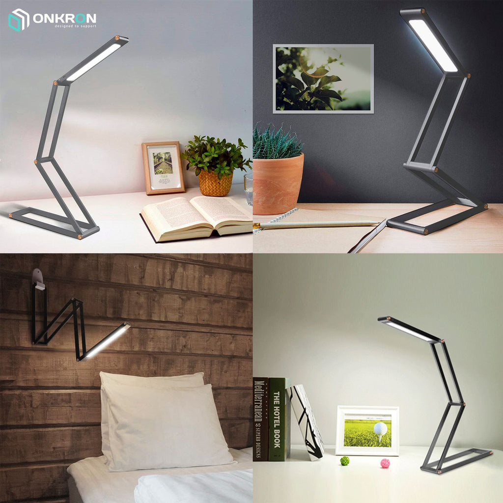 LED Desk Lamp Foldable with USB Charging Port Rechargeable Portable Table Lamp D4A - Onkron