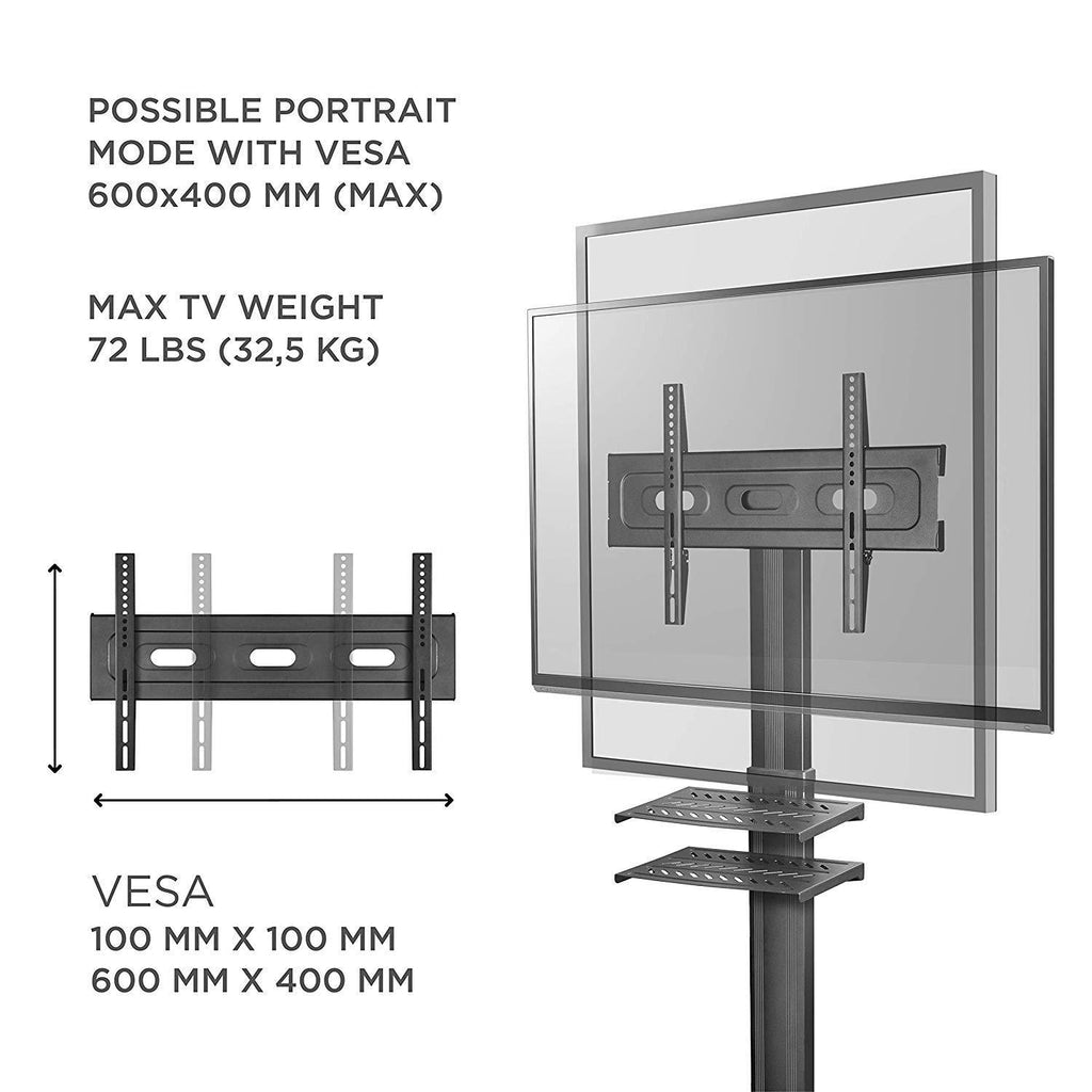 Mobile TV Stand TV Cart for 32”–65” screens Height Adjustable TV Trolley TS1661 Black - Onkron