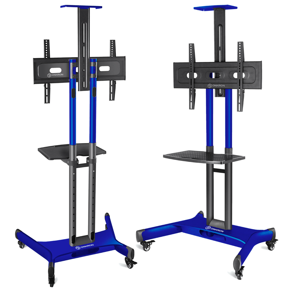 Mobile TV Stand for 40-70” TVs with Wheels Shelves Height Adjustable Rolling TV Cart - Onkron