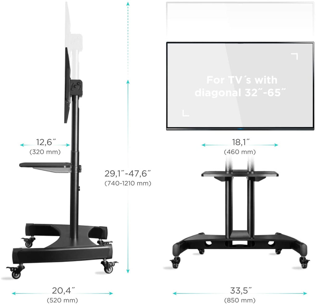 Tilting Mobile TV Stand for 32” to 65 Inch TVs & Interactive Touch Panels - Onkron