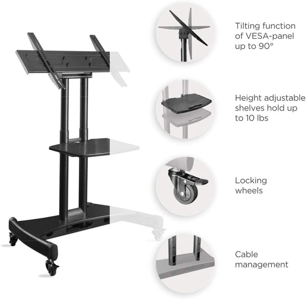 ONKRON Tilting Mobile TV Stand For 32” To 65" Up To 60 Kg Inch TVs & I ...