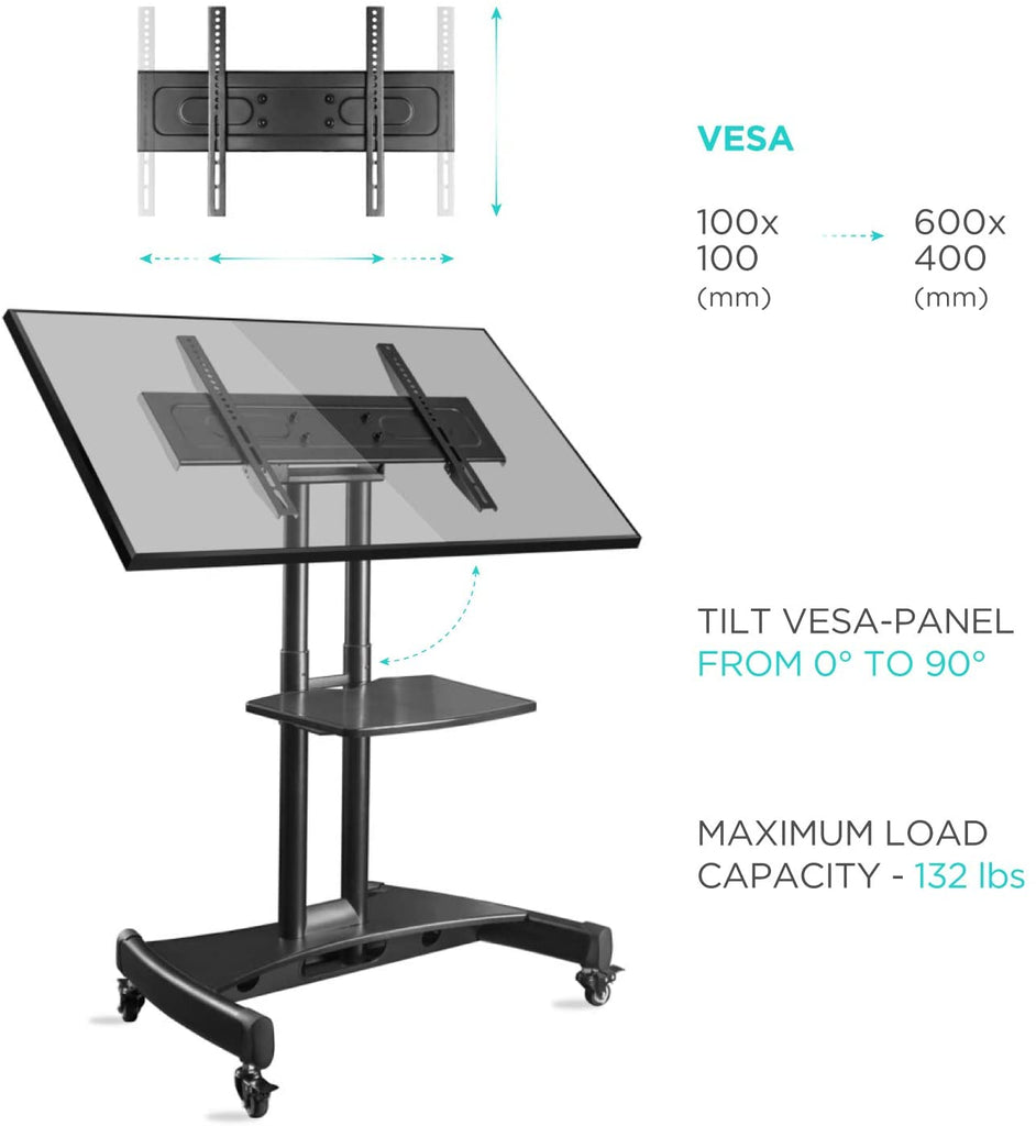 Tilting Mobile TV Stand for 32” to 65 Inch TVs & Interactive Touch Panels - Onkron