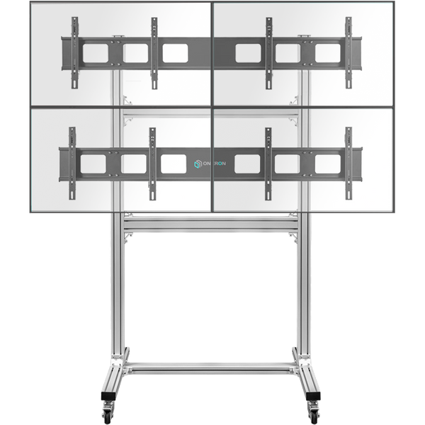 floor Mobile stand for video wall 2x2 4 x 43”- 55" max 50 kg, silver FSPRO2L22-S