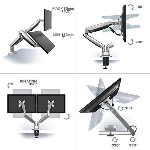 Dual Monitor Desk Mount Stand for 23 to 32-Inch LCD LED Monitors up to 19.8 lbs - Onkron