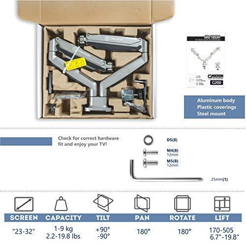 Dual Monitor Desk Mount Stand for 23 to 32-Inch LCD LED Monitors up to 19.8 lbs - Onkron