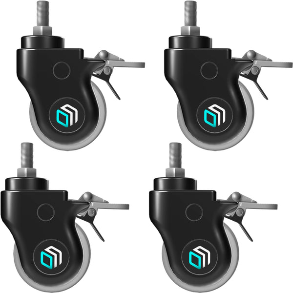Designer Caster Wheels 100 mm for Mobile TV Cart TV Stand Heavy Duty Smooth Running with Double Safety Lock Plastic Casing Set of 4 AWL100 Black